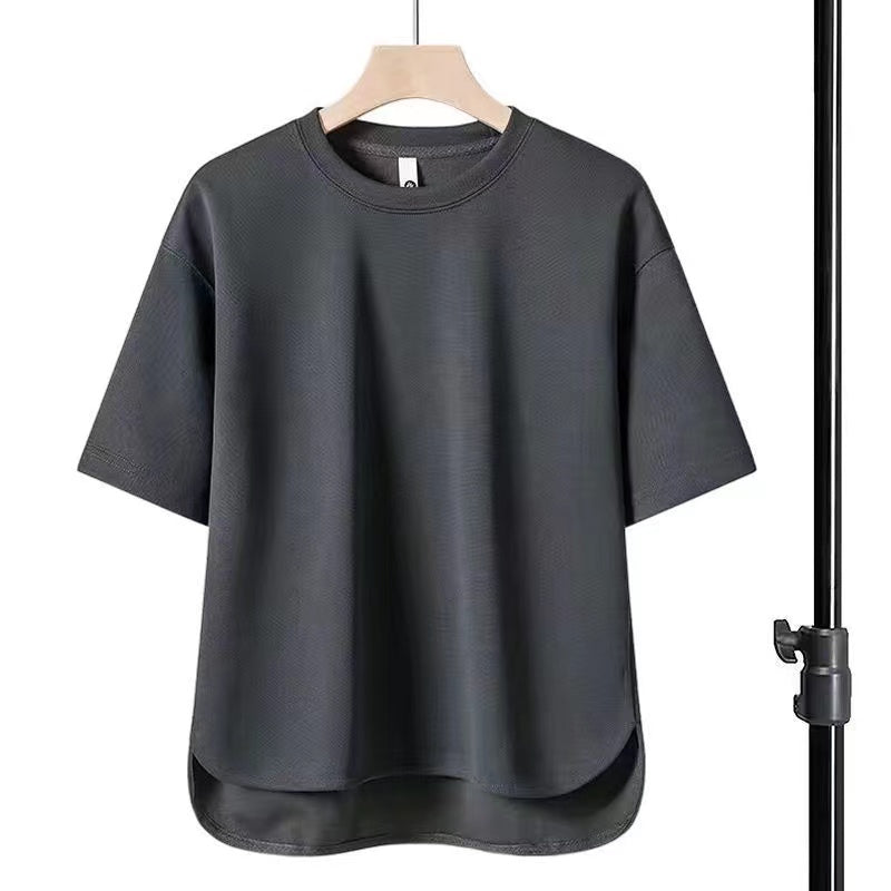 High-end Men's Suit 2023 New Summer Trend Short Sleeve T-shirt Men's Quick-drying Monochrome Sports Short Sleeve Shorts