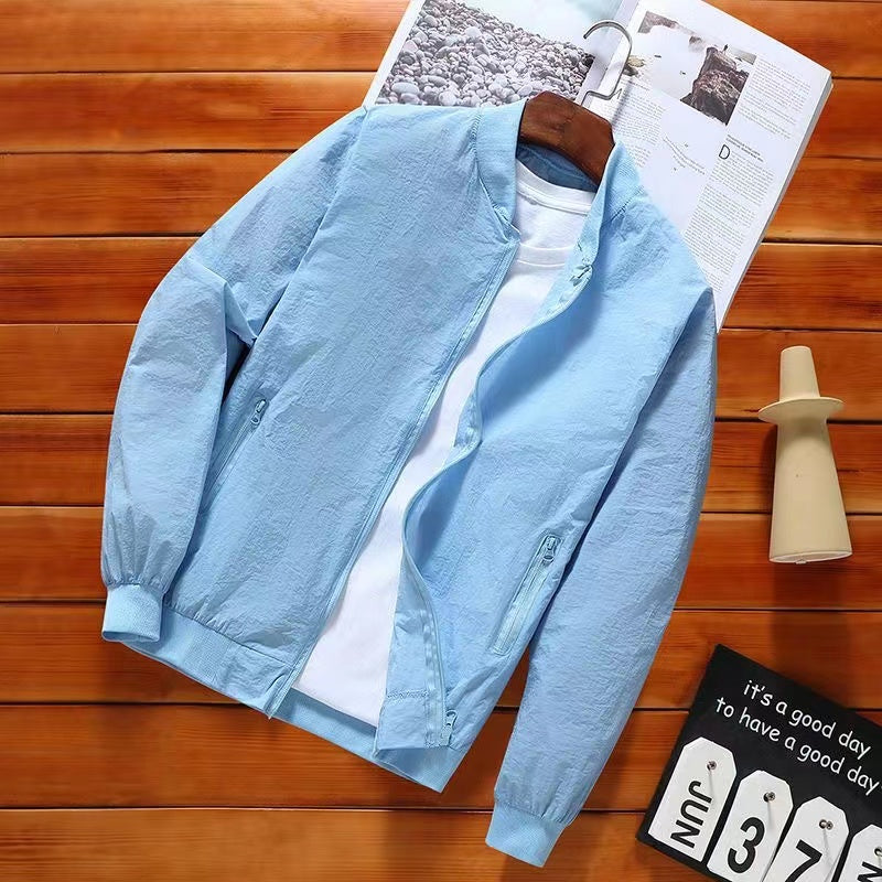 Men's Summer Sun Protection Clothing, Ice Silk, Breathable, Lightweight, Cooling Sensation, Loose Fit, Trendy Casual Sun Protection Jacket, Thin Jacket Outerwear