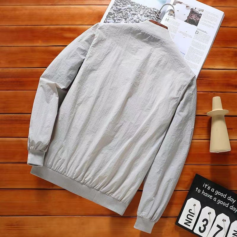 Men's Summer Sun Protection Clothing, Ice Silk, Breathable, Lightweight, Cooling Sensation, Loose Fit, Trendy Casual Sun Protection Jacket, Thin Jacket Outerwear