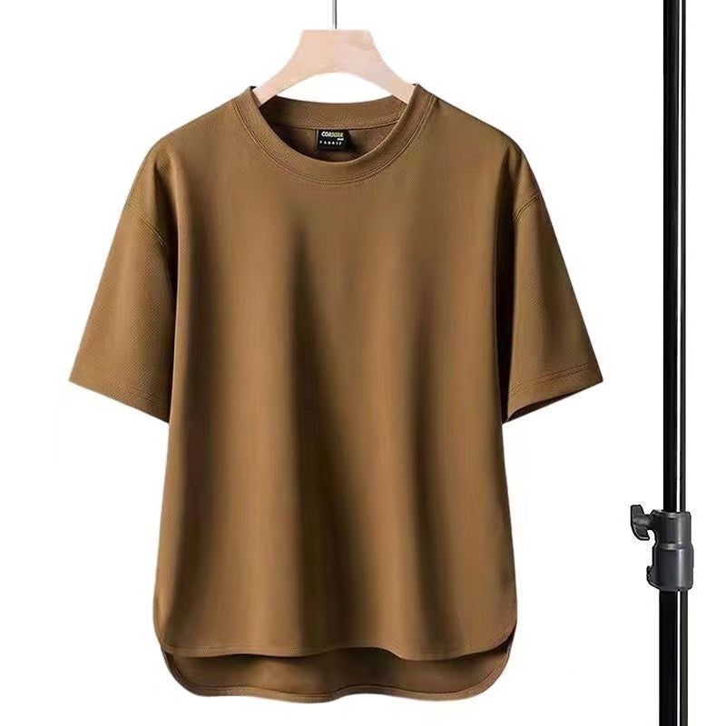 High-end Men's Suit 2023 New Summer Trend Short Sleeve T-shirt Men's Quick-drying Monochrome Sports Short Sleeve Shorts